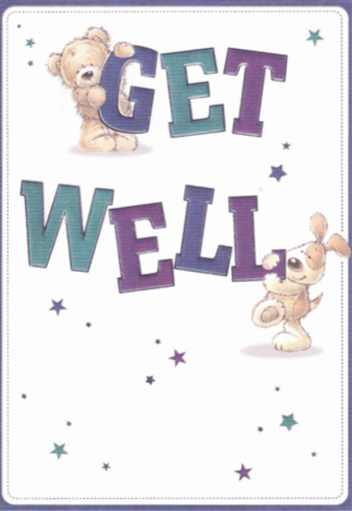 This get well card offers a heartwarming tableau, filled with uplifting energy that feels right at home in the welcoming community of Harold Park. At the centre, a lovable bear and a playful puppy share a friendly exchange atop large, confidently lettered words shaded in deep aquas and purples. There's a tactile softness to the illustration-the bear's downy coat and the gentle droop of the puppy's ears-almost as if you could reach out and feel their comforting embrace, reminiscent of a favourite plush toy cherished since childhood. Dotted around them, playful stars disperse like joyful confetti, infusing the design with hope and cheerful reassurance. The simple, invigorating background brings to mind the openness of Harold Park's green spaces, where light and air invigorate the senses. The arrangement evokes the spirit of a thoughtfully crafted bouquet, sent to someone in need of a gentle lift, just as a Flower Delivery Harold Park creation brightens a neighbour's day. Every colour choice, every expressive character detail, has been designed with the care and sincerity one expects from a local artisan, helping to turn a simple gesture into a meaningful celebration of support and healing for family and friends across Harold Park.