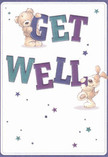 Radiating pure warmth and optimism, this illustrated get well card seems almost to glow, perfectly suited to the sunny spirit that Harold Park is known for. Two delightful characters-a sweet teddy bear and an exuberant puppy-appear full of life as they lift and balance the large, vibrant letters spelling out 'Get Well.' The bold indigo and teal hues of the text pop against a serene cream background, reminiscent of the soft palette of early spring blooms seen throughout Harold Park's neighbourhood gardens. Whimsical stars in rich purples and blues are scattered across the design, their sparkle echoing the sense of hope that accompanies each delivery from a caring local florist. The fur details are depicted with such softness that one can almost feel the gentle touch, like the embrace of a comforting friend. This card doesn't just send a message-it carries a wave of compassion and gentle encouragement, ideal for brightening a loved one's recovery. Much like a hand-arranged bouquet ordered from Flower Delivery Harold Park, it brings together joyful colour, thoughtful detail, and heartfelt community spirit, making every well wish truly memorable within the heart of Harold Park.